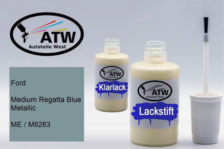 Ford, Medium Regatta Blue Metallic, ME / M6263: 20ml Lackstift + 20ml Klarlack - Set, von ATW Autoteile West.